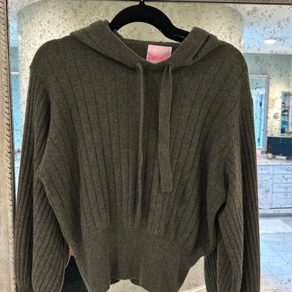 Crush Cashmere Gray Hoodie Sweater - XS